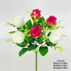 Flor artificial 6-cabeça única flor de pêssego buquê de rosa flor artificial flor de pano de flor de plástico flor colorida flor de pêssego rosa decoração de mesa