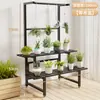 Soporte de flores de pie para balcón y sala de estar, estante de arte de hierro moderno simple para plantas suculentas, estante de escalera multicapa de acero inoxidable