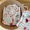 Pijama de Algodão Nuvem para Mulheres Primavera e Outono Novo Cardigã Calça de Manga Longa Estilo Coreano Desenho Animado Pode Ser Usado Fora Conjunto de Roupas para Casa de Estudante