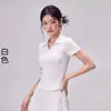 Ropa de Yoga para Mujer Cuello Polo Manga Corta Top de Yoga Ligero Secado Rápido Alta Elasticidad Pilates Entrenamiento Adelgazante Camiseta Deportiva