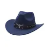 Gorro de Lana Sombrero Vaquero Occidental Estilo Étnico Sombrero de Jazz de Tíbet Otoño e Invierno Sombrero de Fieltro Retro