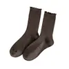 Meias cano médio com babados estilo coreano para mulheres, meias de algodão puro para outono e inverno, meias longas versáteis e estilosas estilo japonês retrô