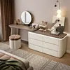 Tocador de madera maciza estilo nórdico para dormitorio, almacenamiento simple y moderno, mesa de maquillaje multifuncional con cajones integrados