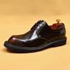[vip para] zapatos de cuero charol brillantes con cordones para hombre de cuero genuino británicos de punta zapatos derby de vestir de negocios para hombre