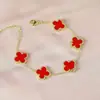 Pulsera Popular de Aleación con Trébol de Cuatro Hojas Transfronteriza para Mujer Estilo Ins Pulsera Sencilla de Flor de la Suerte Cadena de Moda Joyería