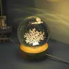 Esfera de Cristal Esculpida de Animal Água-Viva Marinha 3D Transfronteiriça Luminosa Luz Noturna Decoração de Mesa Enfeites Pequenos Presentes de Acompanhamento