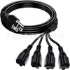 Cable Divisor de Extensión de Alimentación de 1 Macho a 4 Hembras, Cable de Alimentación Resistente de 3 Pines, Cable de Calibre 16/3