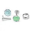 F136 Titanio Borde Serrado Piedra Ojo de Gato Tachuelas Planas para Oreja Tachuelas para Labio G23 Aleación de Titanio Joyería para Piercing Tachuelas para Cartílago de Oreja Tachuelas para Lengua