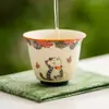 Taza Maestra de Cerámica Blanca de Mineral de Roca del Fabricante Taza de Té Flor de Amor Mariposa Gato Lindo Taza de Té Especial Pequeña para Mujeres Juego de Té