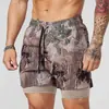 Pantalones Cortos Deportivos de Doble Capa para Hombre de Amazon Transfronterizos Pantalones Cortos Casuales Estampados Pantalones Cortos para Correr Fitness que Absorben el Sudor de Secado Rápido
