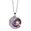 Cazador de demonios: Kimetsu No Yaiba Kamado Nezuko Collar de Luna Giratoria Periférico de Anime Colgante Giratorio de Doble Cara Cadena para Suéter