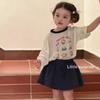 Tops de Proteção Solar Estilo Verão para Meninas Roupas de Verão para Bebês Camisetas Cartoon Estilo Coreano Roupas Infantis Saias Casuais de Verão