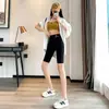 Calça de Tubarão de Bolso Roupas Externas Femininas Verão Fino Sem Constrangimento Linha Abdominal Modelagem Cinco Pontos Equitação Yoga Base Shorts