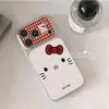 Diseño Sencillo de Gato a Cuadros Adecuado para Funda de Teléfono Apple iPhone 16 Pro Max Apple 17 con Ventana Galvanizada y Cubierta de Cuero para Teléfono