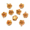Acessórios de Joias em Aço Inoxidável 304 Cor Dourada Pingente de Planta Flor Rosa Contas Acessórios de Colar Pulseira