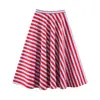 Conjunto de saia e camisa midi listrada em camadas para mulheres, estilo europeu e americano, verão 2026 12601 mistura sintética