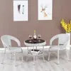 Conjunto de Mesa e Cadeiras para Varanda Externa, Conjunto de Três Peças de Cadeira de Rattan, Mesa Pequena, Mesa de Centro, Cadeira de Lazer com Encosto, Cadeira para Pátio Externo