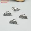 Accesorios de triángulo de mariposa de plata esterlina S925, estilo retro, con forma de flor antigua, tubo curvo, plata lisa, material artesanal, joyería