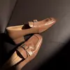 Estilo Luxo Leve Novo Modelo 2026 Salto de 3,5cm Mocassins de Corte Profundo Feitos de Couro Bovino Lavado de Couro de Flor Integral, Sapatos Femininos para Todas as Estações