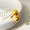 Anillo de Bola de Metal de Diseño de Personalidad de Moda Versátil Exquisito Transfronterizo Europeo y Americano Joyería de Temperamento de Lujo Ligero de Gama Alta
