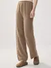 Pantalones de pierna ancha sueltos de 100% cachemira pura de cintura alta para mujer, pantalones largos casuales de punto con caída para otoño e invierno, pantalones versátiles de abrigo