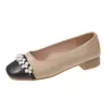 Zapatos de una sola pieza para mujer, estilo pequeño y fragante, punta redonda, boca poco profunda, grulla de almohada blanca, para otoño 2026, nuevos, con perlas, sin cordones, suela suave, estilo coreano, temperament