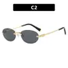 Gafas de Sol Kedun con Montura Ovalada Sin Marco 2025 Nuevo Estilo Europeo y Americano Gafas de Sol Retro Gafas de Sol de Moda Forma Cóncava Elegantes