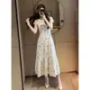 Transfronterizo 2026 Nueva Ropa de Comercio Exterior Tk para Mujer Verano Nuevo Cuello en V Estampado Francés Ceñido a la Cintura Adelgazante Vestido