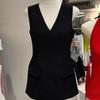 Verano 2026 Nuevo Estilo Coreano Sencillo Suéter de Cuello en V Adelgazante Color Sólido Casual Sin Mangas Camiseta sin Mangas para Mujer de Moda