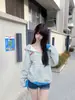 Sudadera con capucha a rayas bordada con letras estilo americano, nueva colección primavera/otoño para mujer, chaqueta con cremallera holgada y casual