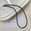 Saina Tiro Real Prata S925 Lápis Lazúli Corrente de Clavícula Mini Black Pointe Colar de Contas Artesanal para Mulheres