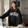 Outono e Inverno 2026 Novo Estilo Coreano Estampa de Letras Estilo Bf Solto Fino Manga Longa Moletom Feminino Gola Redonda Pulôver Top Tendência