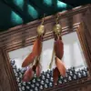 Pendientes Largos de Plumas Bohemios Pendientes de Borla de Viaje Accesorios Modificadores de Rostro de Personalidad de Yunnan Pendientes