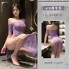 Selección de Feimu de Sexy Qipao Estilo Chino con Abertura, Revelando Glúteos, Entrepierna Abierta, Sedoso, Atractivo, Lencería Transparente