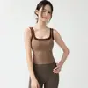 Top de yoga tipo dos piezas para mujer con cuello cuadrado, tirantes anchos de contraste, copas incorporadas y diseñado para usarse sin sujetador, adecuado para deportes al aire libre