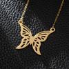 Colgante de mariposa de acero inoxidable Temu, gran oferta, con revestimiento al vacío y preservación del color, bonito collar con mariposa dorada.