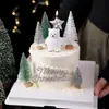 Decoraciones Navideñas 2025 Oso Polar Adornos para Pastel Merrychristmas Fieltro Pedrería Pino Enchufe