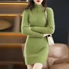 Suéter feminino de gola semi-alta outono e inverno novo ajuste slim pulôver camisa base manga longa tamanho petite roupa íntima suéter de tricô justo