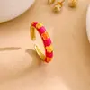 Anillo Abierto Ajustable de Trébol de Cuatro Hojas Colorido Estilo Europeo y Americano Transfronterizo, Anillo Versátil de Moda Simple y Fresco para Mujeres