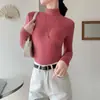 Camiseta básica de modal para mujer con cuello semi-alto, nuevo estilo otoño/invierno, corte ajustado, versátil, manga larga, perfecta como capa interior