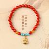 Fidelidad Mineral Crudo Arena Imperial Alto Contenido Cinabrio Rojo Año del Buey Cuenta de Buda Pulsera de Hilo Oro Sha Yuan Bao Calabaza Joyería Pulsera para Mujeres