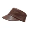 Chapéu da Coreia do Sul moda feminina outono e inverno couro pu chapéu de copa reta boné de aba retrô chapéu niche Cavaleiro chapéu de equitação de inverno