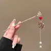 Grampo de Cabelo Dourado Folha Roxa para Mulheres, Grampo de Coque de Alta Qualidade, Novo Acessório de Cabelo Estilo Chinês Moderno