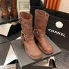 Botas Vaqueras Occidentales Personalizadas de Fábrica Estilo Británico Primavera Nueva Retro Versátil Hebilla Metálica Botas de Caballero de Media Pantorrilla
