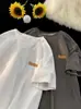 Camiseta Blanca de Manga Corta de Seda de Hielo para Niños 2025 Nueva de Verano Marca de Moda Holgada Peso Pesado High Street Camiseta de Manga Media Ropa