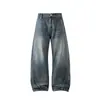 Jeans retro americanos de bajo curvo para hombre, nuevo estilo de otoño, pantalones unisex holgados de tiro bajo, pantalones rectos anchos lavados