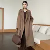 Nuevo Abrigo de Lana Doble Faz para Mujer Otoño/Invierno 2026, Estilo Extra Largo con Cinturón y Bolsillos, Chaqueta de Lana por Encima de la Rodilla, Moderno