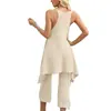 Venta Caliente Transfronteriza 2026 Moda de Verano Casual Chaleco de Punto con Cuello en V Profundo Conjunto de Suéter y Pantalones Largos para Mujer Conjunto de Dos Piezas
