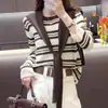 Chal de Rayas Falso Dos Piezas Suéter de Punto para Mujer, Nuevo Estilo Holgado Perezoso Top de Otoño, Chal de Punto Fino Rayado para Mujer