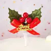 Cartão de decoração de bolo de Natal anel de grama folha veado sika árvore de Natal saco de presente aniversário confeitaria mesa de sobremesas bandeira